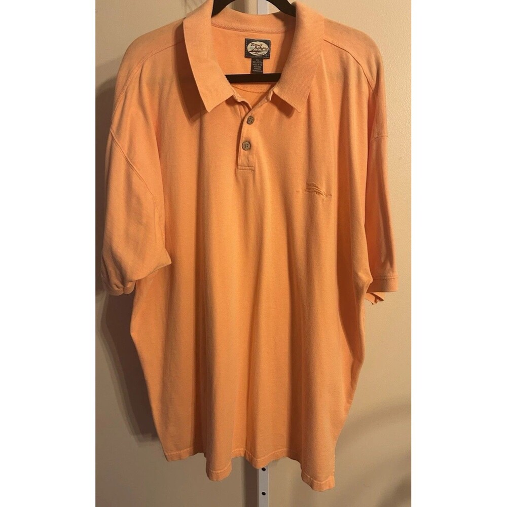 Tommy Bahama Island Style Modern Fit Orange Polo Shirt Stylish Men Size XXL Golf